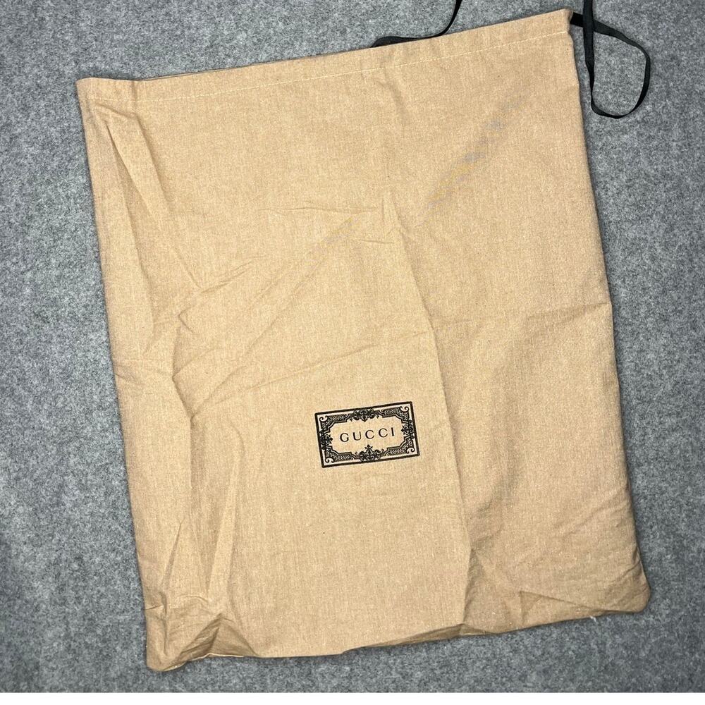 Authentic Gucci Beige Twine Color Large Drawstring Dust Bag Storage Pouch Large
